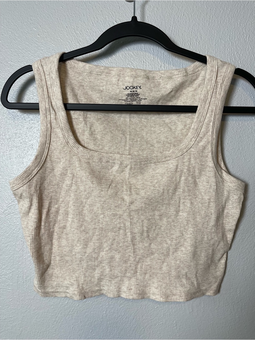 Jockey Ribbed Tank Crop Top in Light Beige